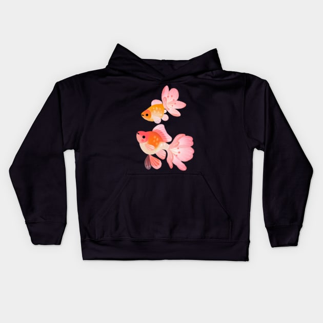 Cherry blossom goldfish 1 Kids Hoodie by pikaole